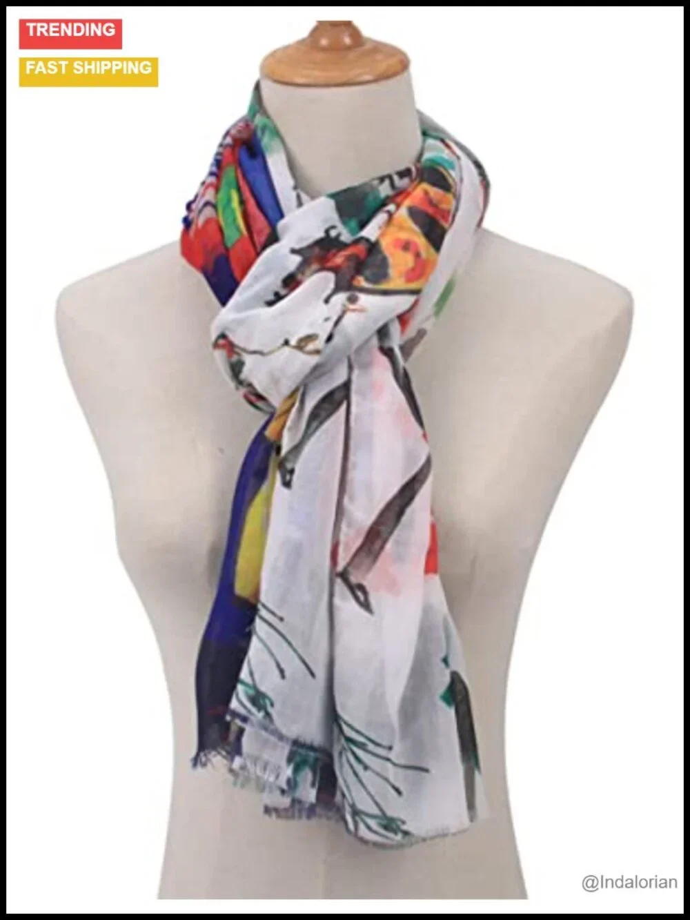 Lightweight Print Scarf Shawl Wrap 100% Polyester Fashion Accessory